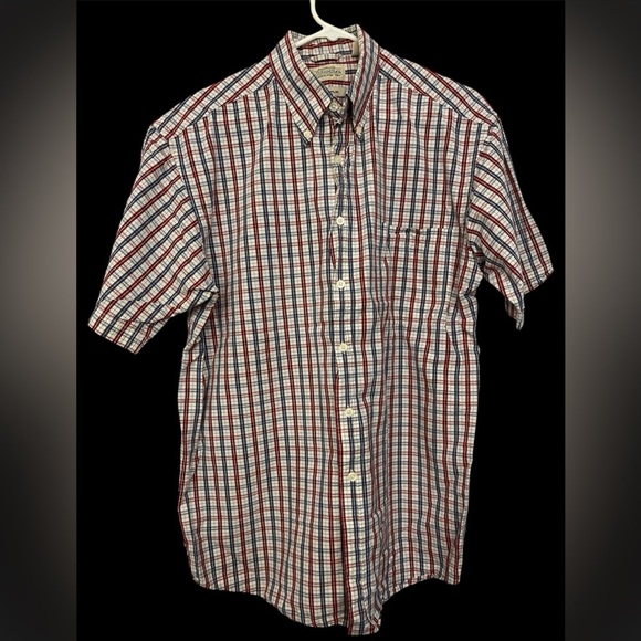 VTG St John’s Bay•100% Cotton Blue Red Plaid Short Sleeve, Men’s Size M - Picture 4 of 7